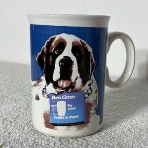 Vintage RARE Neo Citran Promotional Ceramic Mug W Saint Bernard Dog Coffee Cup